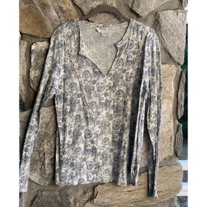 Lucky Brand Cream and Blue Paisley Blouse
